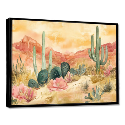 «Desert Bloom Awakening - Southwestern Landscape», art mural encadré