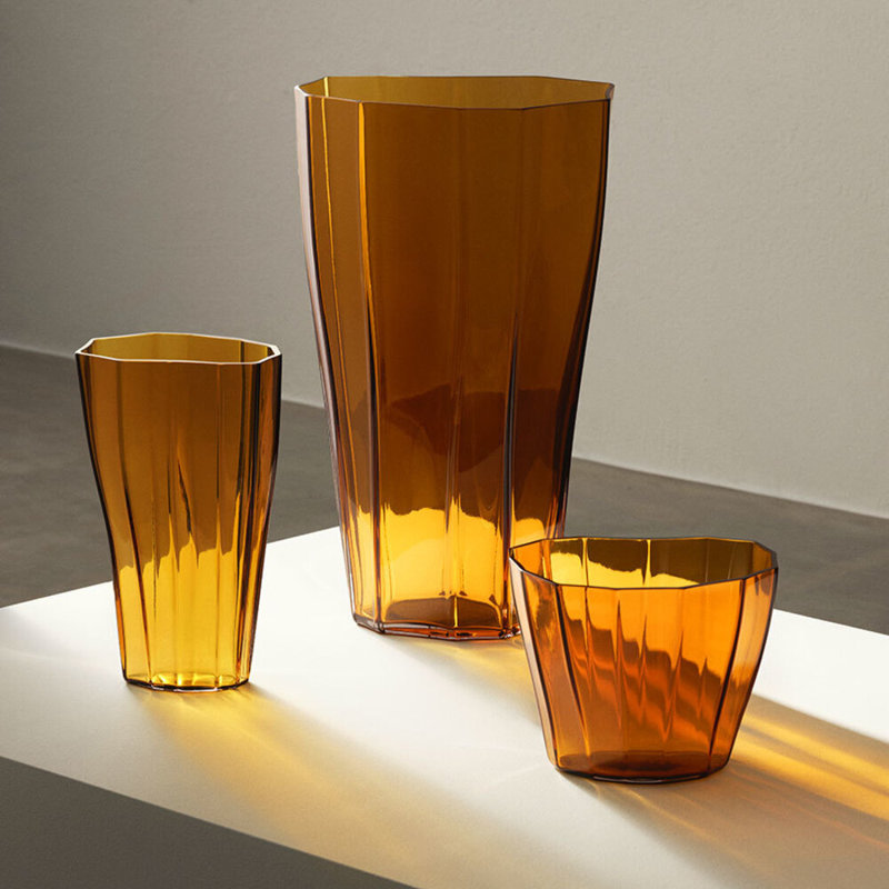Reed Handmade Glass Table Vase, Amber