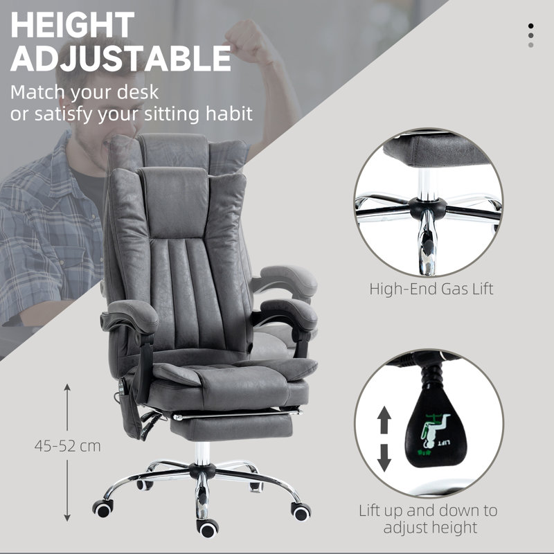 Fauteuil à haut dossier avec massage à 6 points, chauffant, réglable et rétractable, bleu foncé, chauffant, bleu, réglable, relaxant