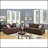 2Pcs Sofa Set Living Room Furniture Dark Coffee Plush Polyfiber Sofa Loveseat W Console Pillows Couch