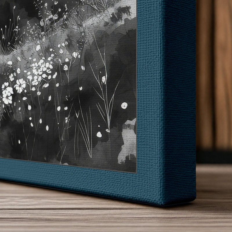 Urban Mist in Winter Scandinavian - Wrapped Canvas, 36x24 - 91.4 x 61.0 cm, Teal Border