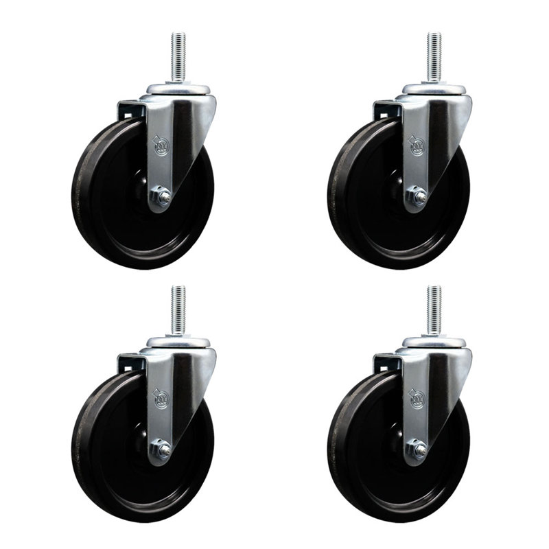 Ensemble de roulettes à tige filetée pivotante 5/8 po à 2 freins SCC