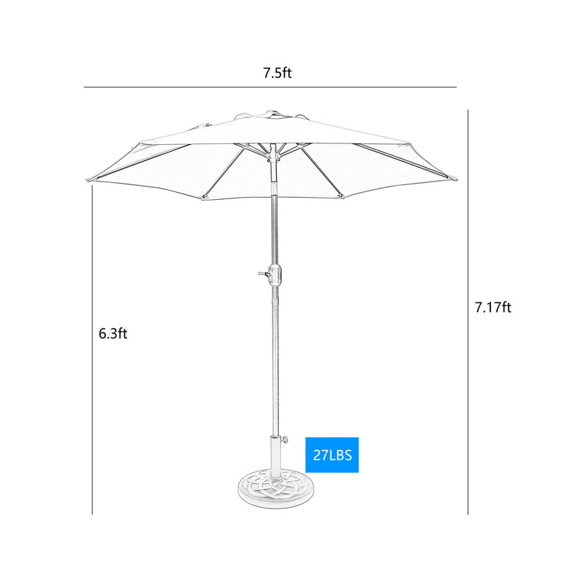 Netha 90'' Market Umbrella, Blue Polyester