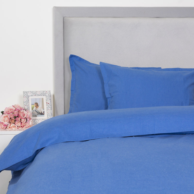 Cotton Flannel Duvet Cover, King, Blue
