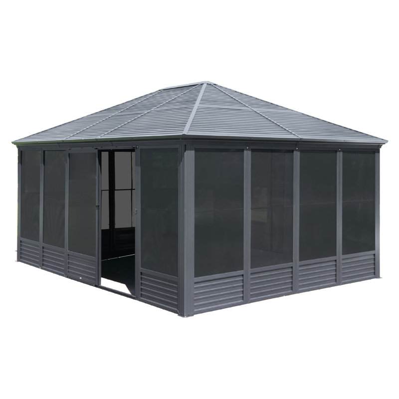 All-season Comfort Aluminum Sunroom Gazebo For Patio With Sliding Doors And Pvc Screens