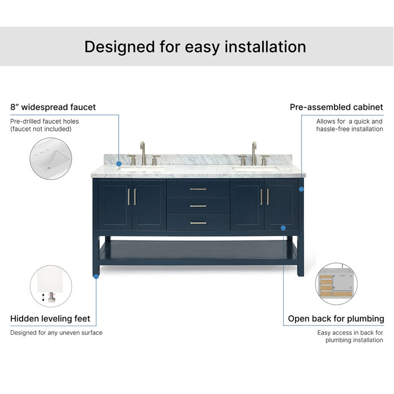 Magnolia Bath Vanity Rectangular Basin S073DCWRV, Rectangular, Midnight Blue