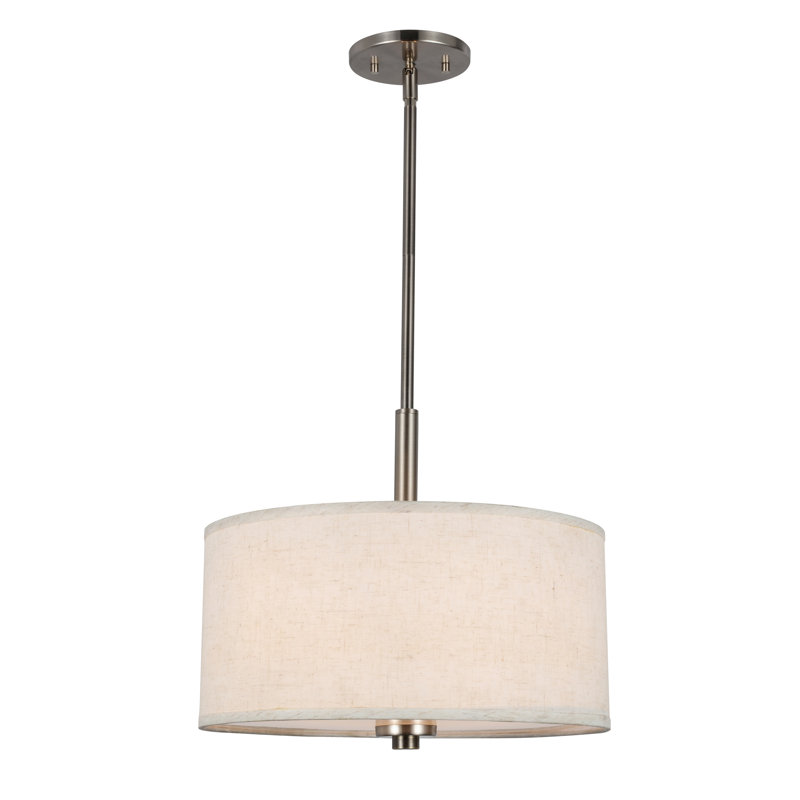 Lustree tambour 3 lumières Cisbrough, Blanc, Nickel, H 7 po x l 15 po x p 15 po