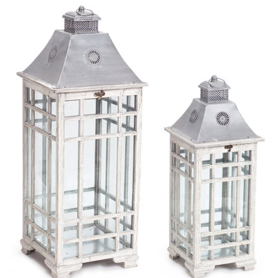 2 Piece Metal Tabletop Lantern Set