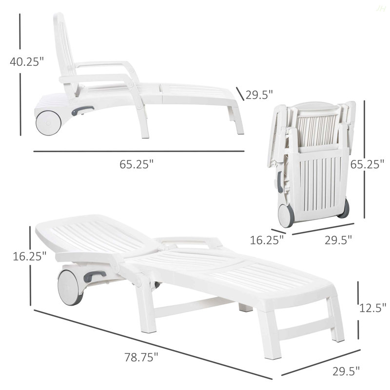 Chaise longue sur roulettes Outsunny