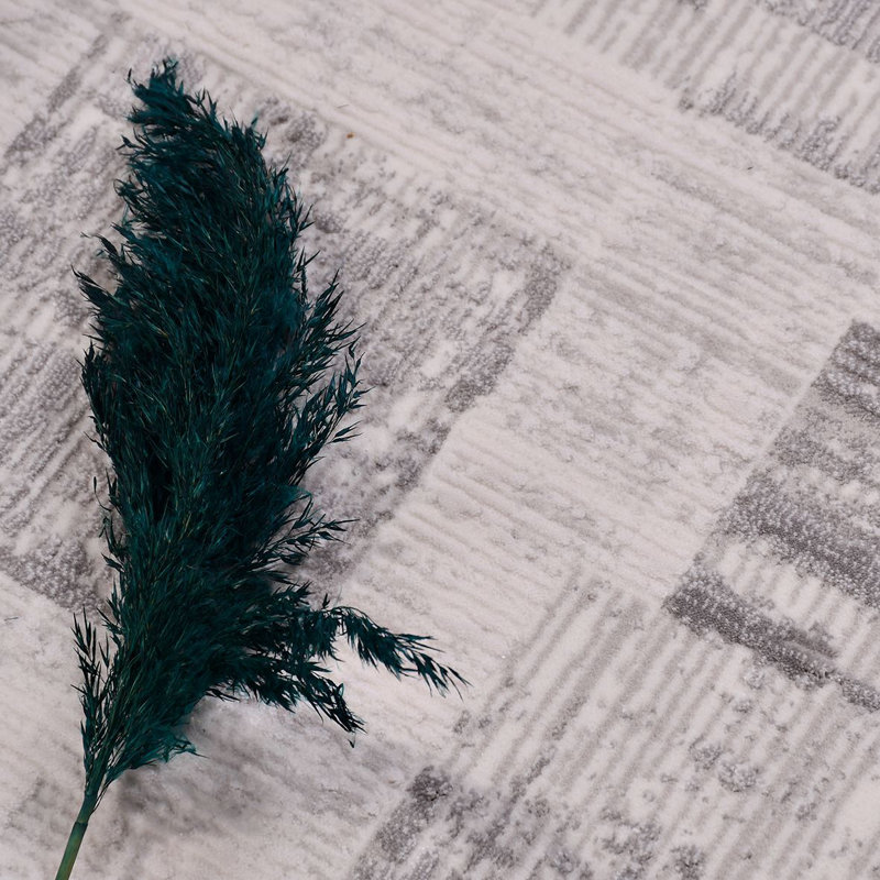 Tapis gris moderne lavable à la machine, Tapis de couloir 2 pi 7 po x 9 pi 9 po