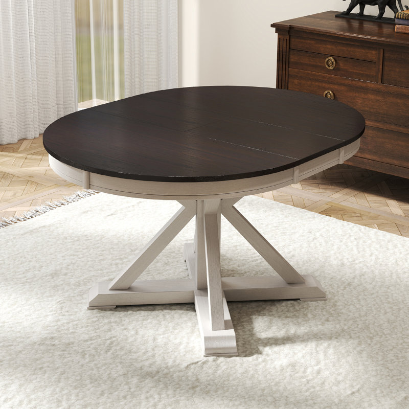 Round And Oval Extendable Dining Table, White