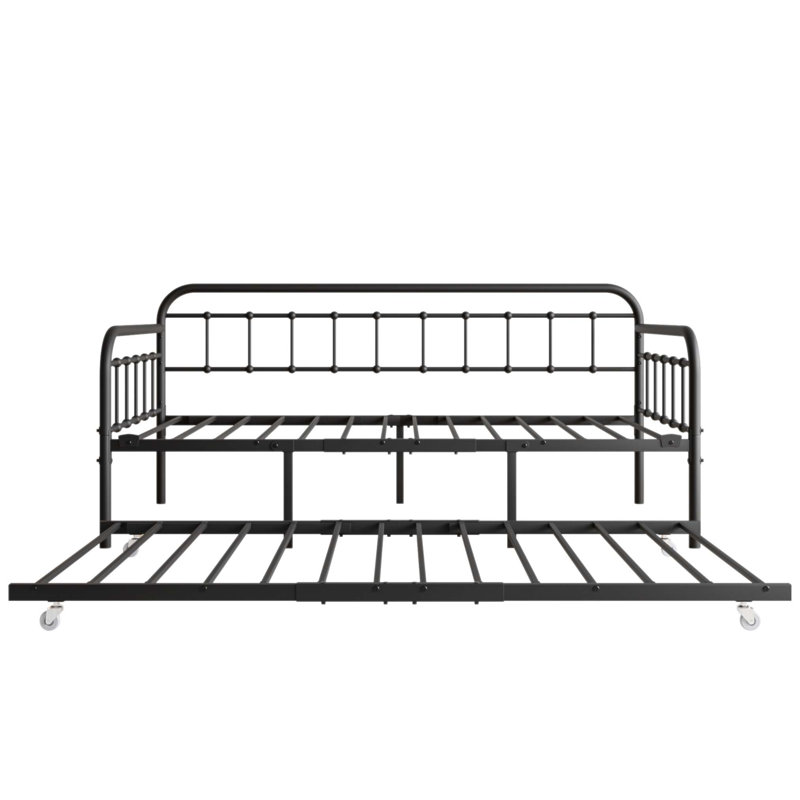 Structure de lit de jour simple en métal avec lit gigogne et support en lattes d'acier robuste pour une utilisation polyvalente et durable