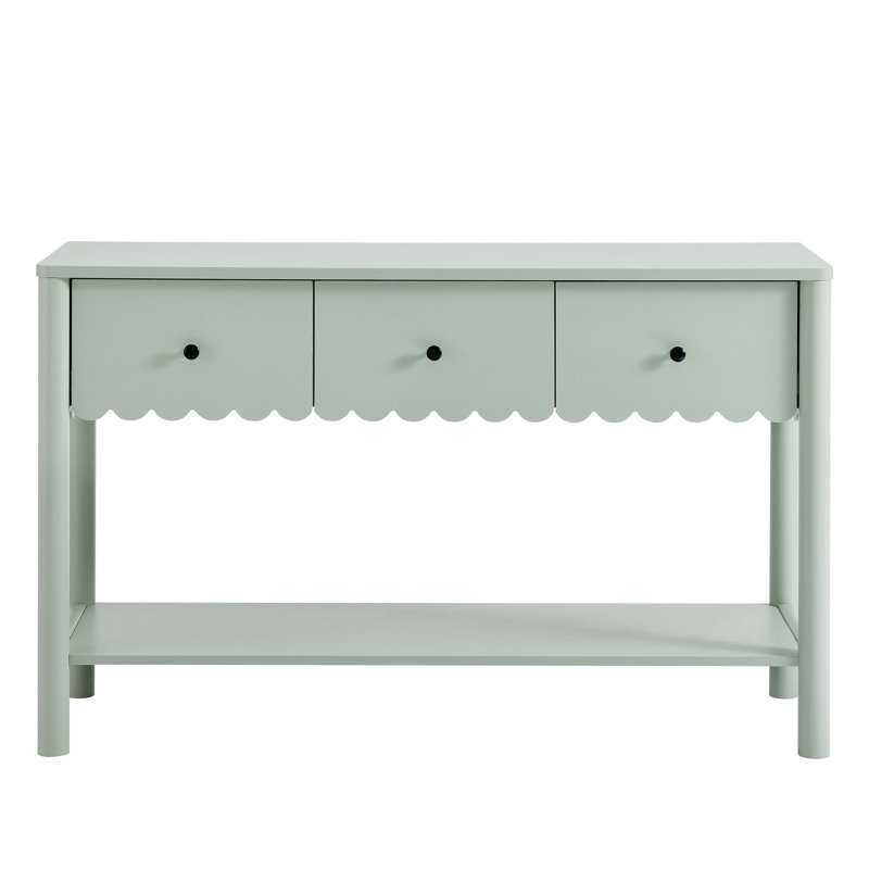 Emmeline 3-Drawer Scalloped Console Table, Sage