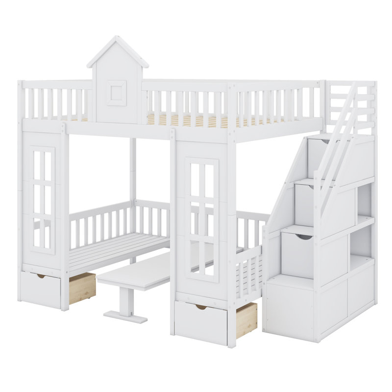 Bunk Bed With Changeable Table, Bunk Bed Turn Into Upper Bed And Down Desk