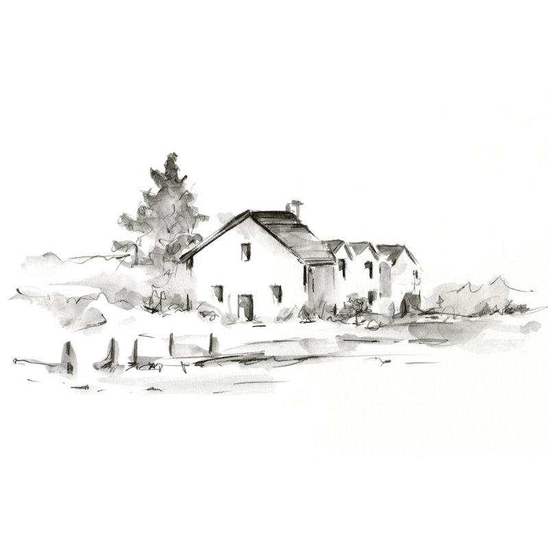 Étude de maison de campagne, H 20 po x l 30 po