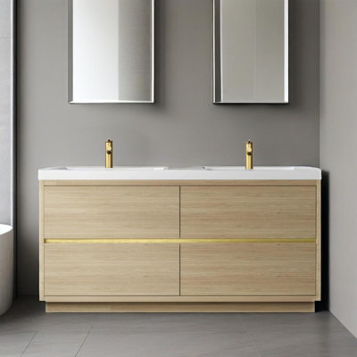 72" Freestanding Bathroom Storage Vanity Cabinet With Stone Resin Countertop And Soft Close Drawers(Pre-assembled）