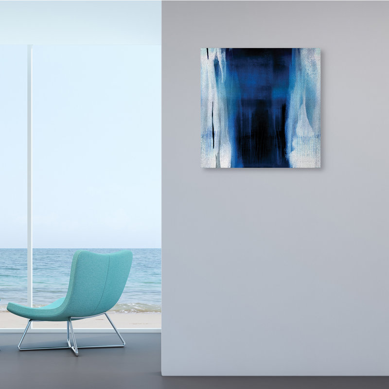 «Abstract Expressive Paint Deep Blue White» par Christine Wright - impression, Toile tendue, H 24 po x l 24 po