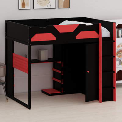 Smart Loft Bed Featuring Built-In Workspace, Organizational Shelves, USB Charging & Customizable RGB Lights
