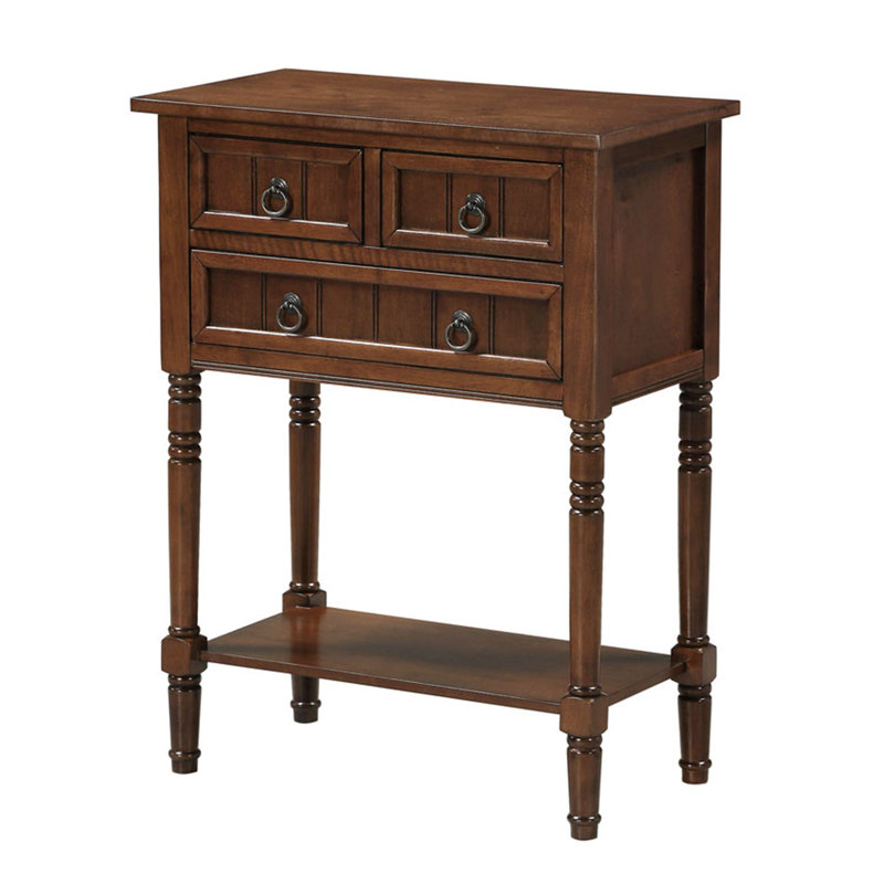 Console 3 tiroirs avec pieds en bois massif Meayki, Espresso