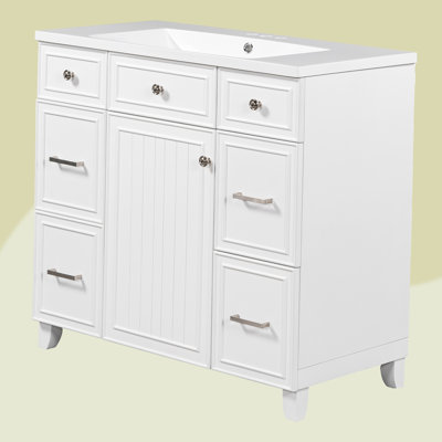 Lapotin 36"" Bathroom Vanity Cabinet With Sink Top Combo Set -With Soft-Closing Door And Drawer -  Winston Porter, F0F1E1D7D2614855843633362E44E546