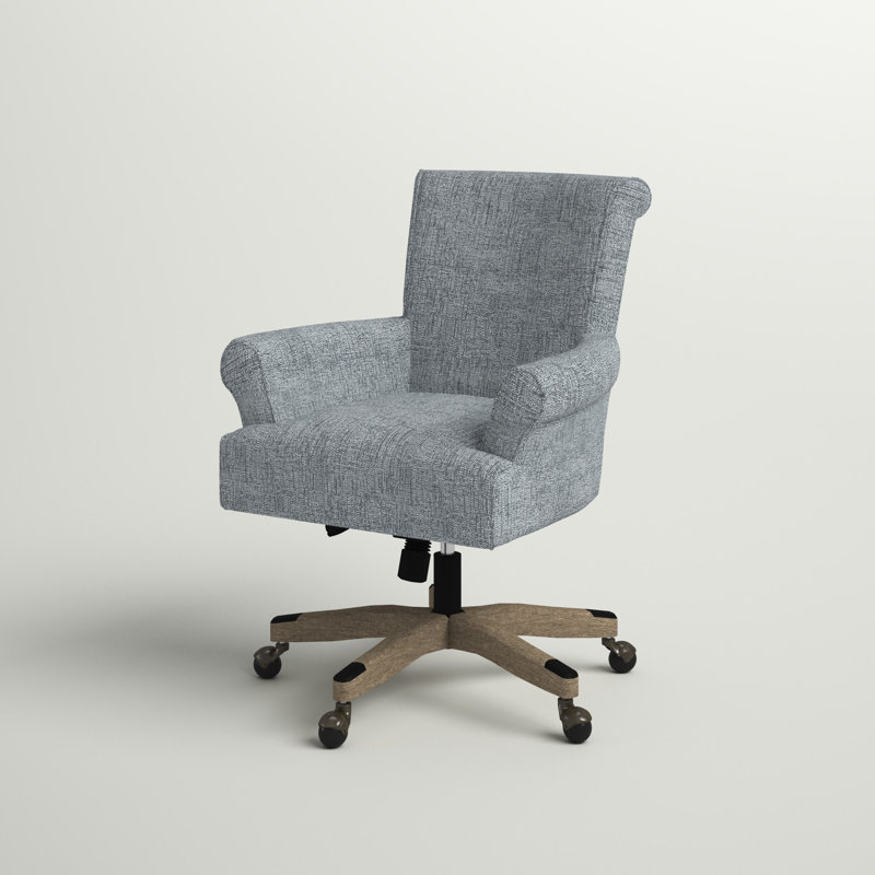 Megan Mist Gray Fabric Swivel Task Chair with Adjustable Arms