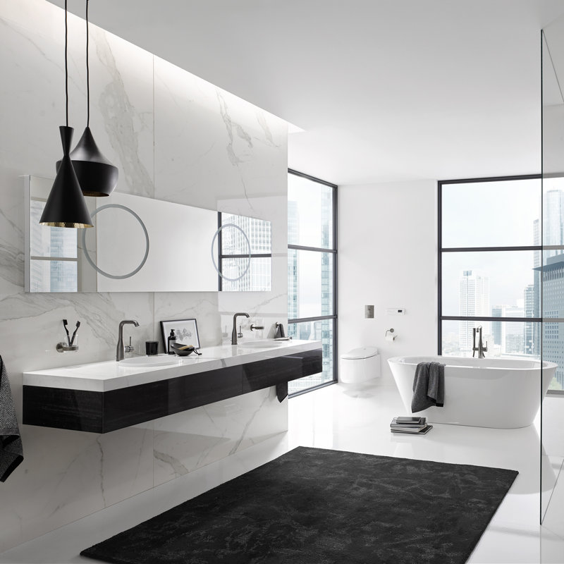 GROHE Essence Single Hole Bathroom Faucet with Single Handle, Size Large, Brushed Nickel Infinity