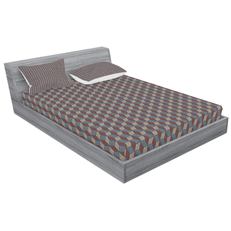Microfiber Geometric Sheet Set, Queen Sheet Set with Fitted Sheet