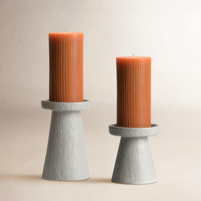 2-Piece Stoneware Candlestick Set