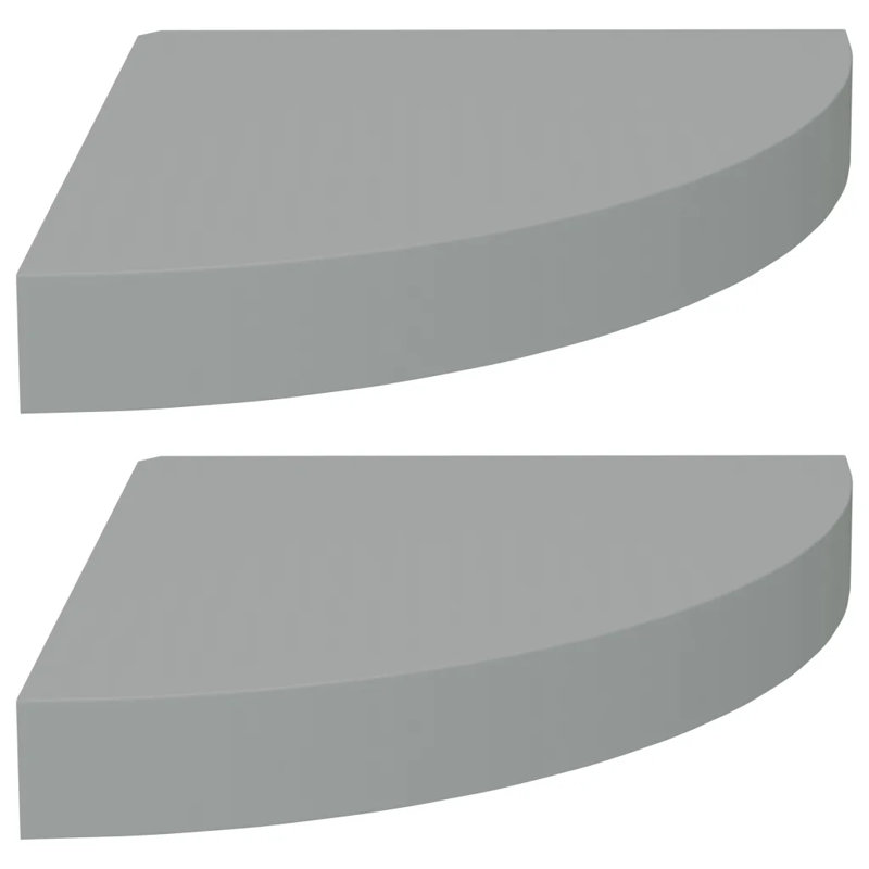 Arst 2 Piece Corner Shelf, 3.8cm H x 35cm W x 35cm D, Grey