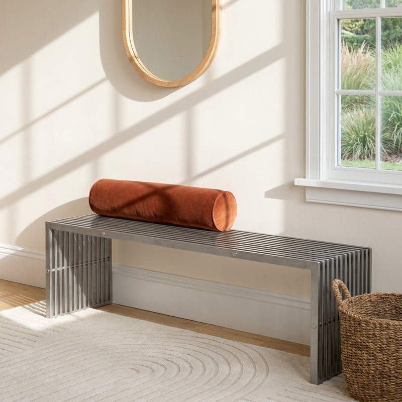 Jules Stainless Steel Bench, Silver