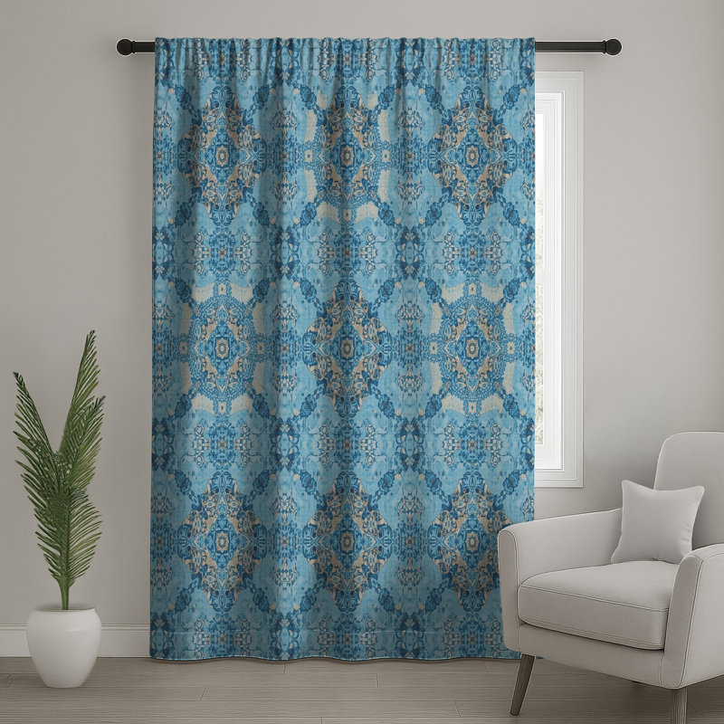 Rideaux ornementaux bleus Mandala, 50" x 92" - 1 Panel, Blockout