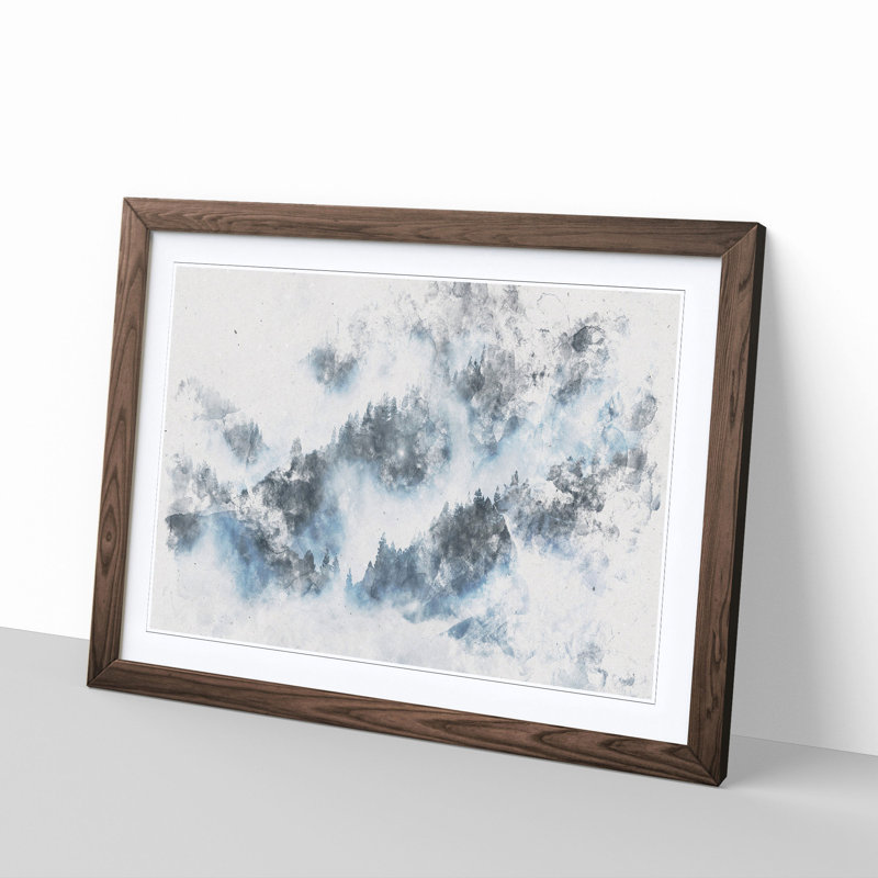 Grey Wolf in a Winter Forest - Picture Frame Painting Print, 62cm H x 87cm W x 2cm D, Walnut Framed