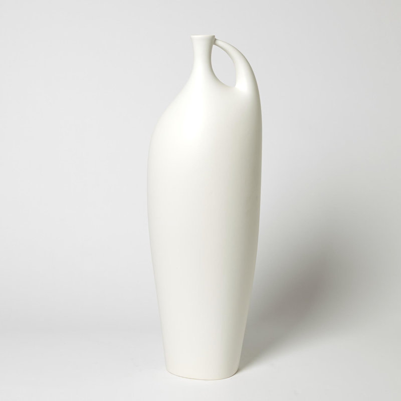 Indentation Vase-Matte White, 14" H x 5.25" W x 3" D