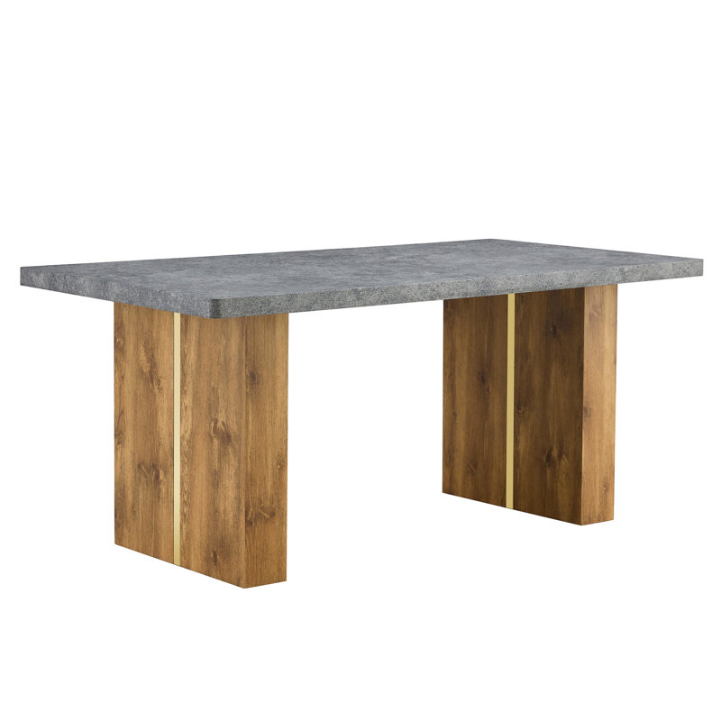 Zackary Large Modern Rectangular Dining Table, Gray/Brown