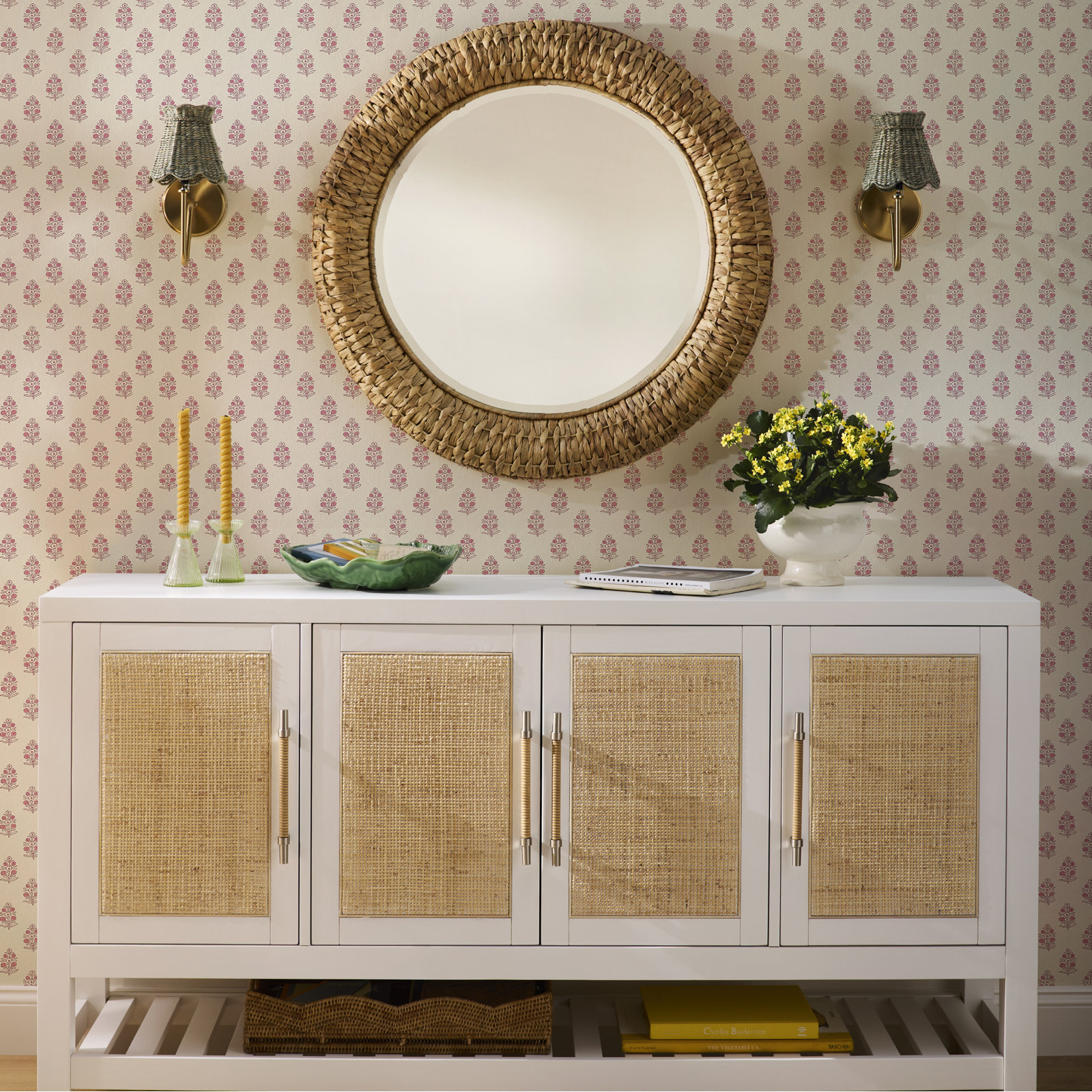 Janie Seagrass Round Wall Mirror