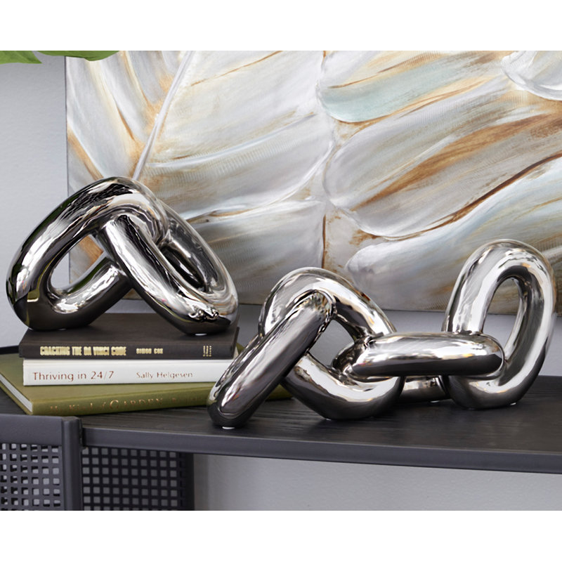 Cosmoliving By Cosmopolitan Set Of 2 Silver Sculpture