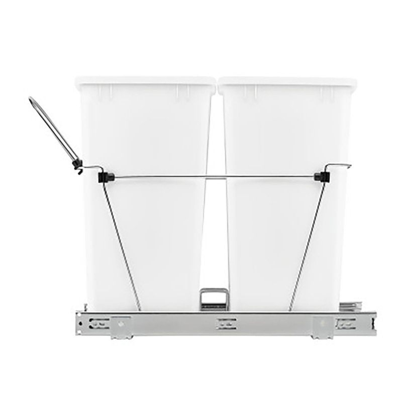 Double Sliding Pull-Out Waste Bin Containers, Red/Black, 19.25" H x 11.81" W x 22.25" D, 6.75