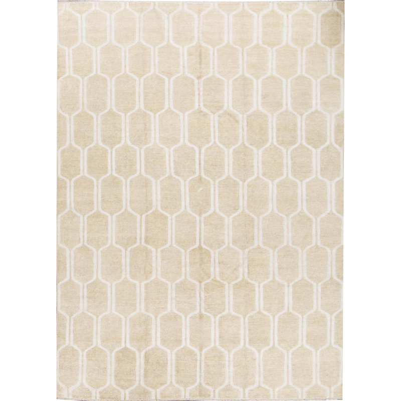 Cotton Geometric Area Rug in Gold