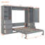 Grand lit escamotable mural avec garde-robe, tiroirs et tablettes - Grand lit escamotable pliable, gris-123641480