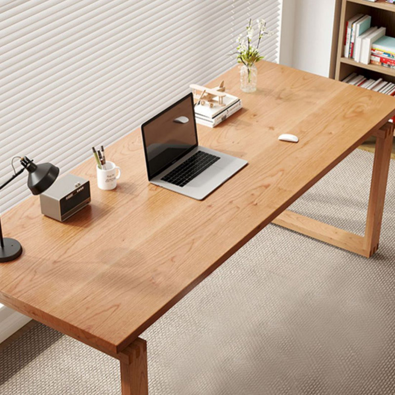 Burlywood Rectangular Solid Wood Writing desk, 29.53" H x 78.74" W x 31.5" D