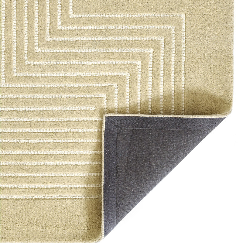 Tapis cuivre en laine touffeté à la main à motif géométrique Orlie, Rectangle 2 pi x 3 pi, Beige