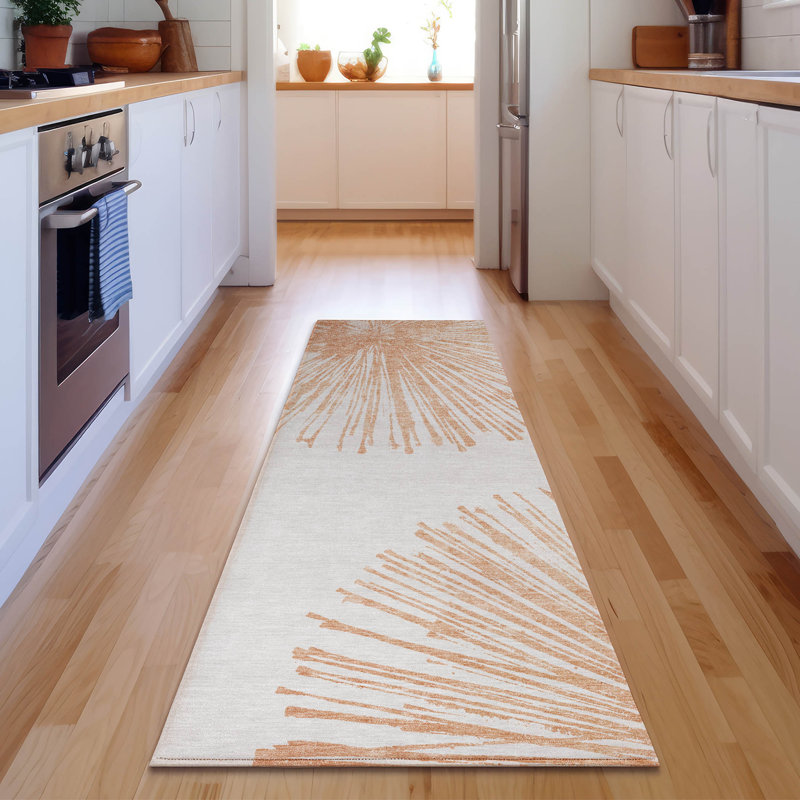 Premium Machine Washable Cerrito Salmon Rug, Runner 2'3" x 7'6"