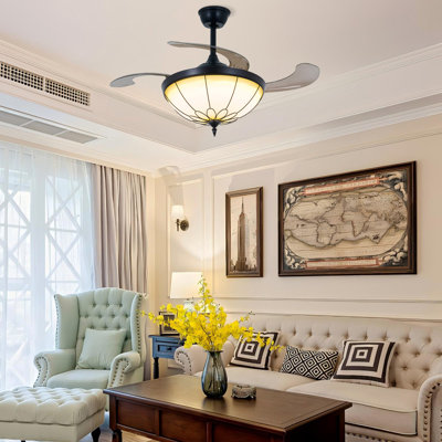 42" Vintage Ceiling Fan With Led Light For Dining Room & Living Room