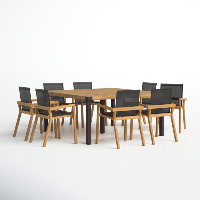 Christelle 8 - Person Acacia Patio Dining Set with Square Table