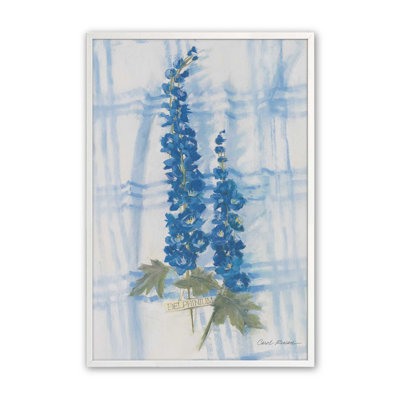 «Delphinium On Linen» par Carol Rowan, reproduction d'art sur toile
