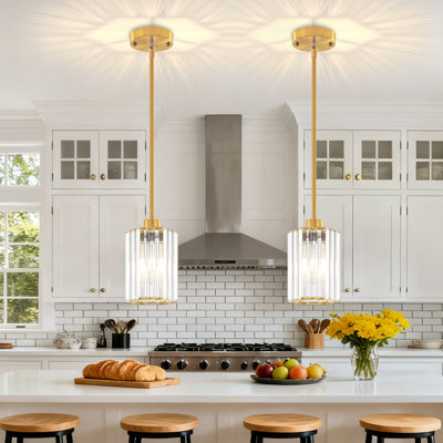1 - Light Modern Crystal Single Pendant Light With Adjustable Height