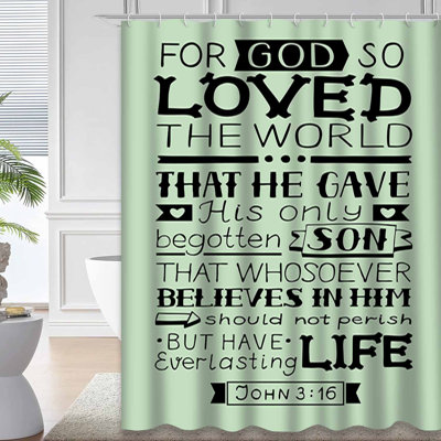 Cross Religious Scripture Believe Faith Art Shower Curtain with 12 Hooks