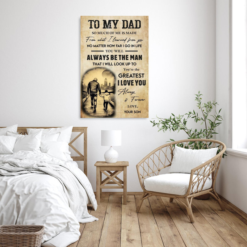 " To My Dad Love Your Son - 1 Piece Rectangle Graphic Art Print On Wrapped Canvas ", 36" H x 24" W x 1.25" D