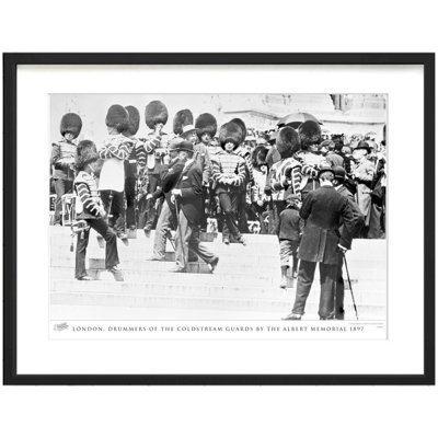 London, Drummers Of The Coldstream Guards By The Albert Memorial 1897 by Francis Frith - Single Picture Frame Print