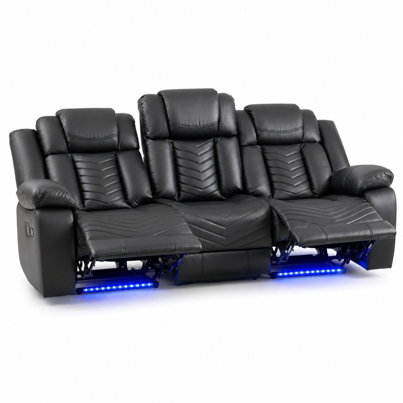  Canapé inclinable inclinable en cuir avec éclairage à DEL et fauteuil inclinable USB